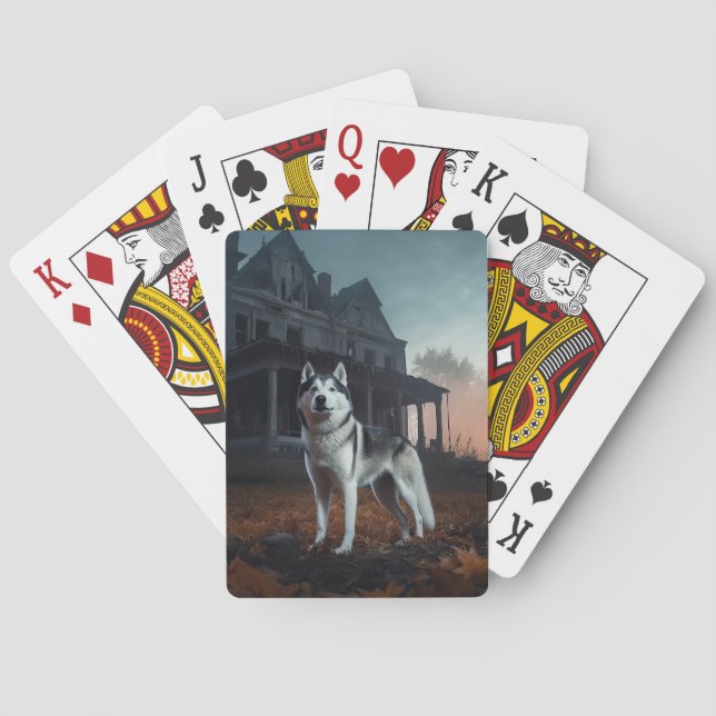 Siberian Husky Halloween Scary  Poker Cards (Back)