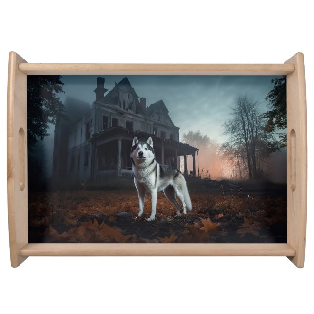 Siberian Husky Halloween Scary  Serving Tray (Front)