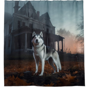 Siberian Husky Halloween Scary  Shower Curtain