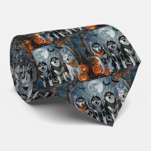 Siberian Husky Halloween Spooky Neck Tie
