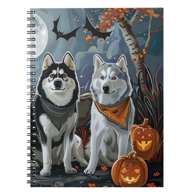 Siberian Husky Halloween Spooky  Notebook (Front)