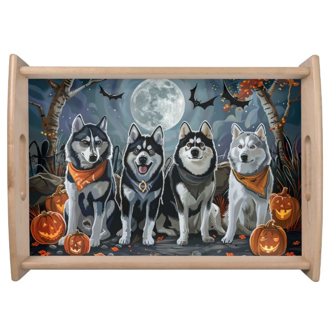Siberian Husky Halloween Spooky  Serving Tray (Front)