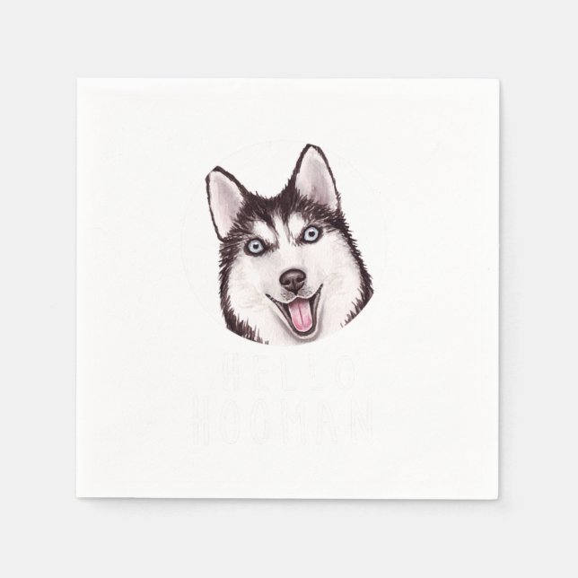 Siberian Husky Head Dog Breed Animal Pet Lover Gif Napkins (Front)