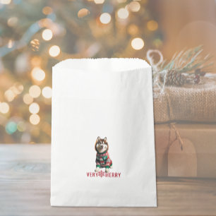 Siberian Husky Holiday Favor Bag