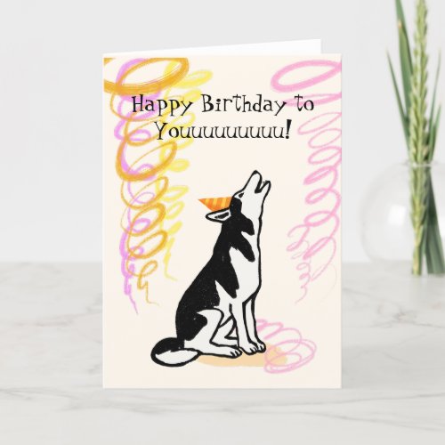 Siberian husky howling happy birthday thank you card
