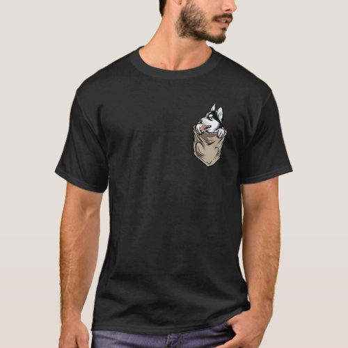 Siberian Husky In A Pocket  Dog  Pet Owner T-Shirt