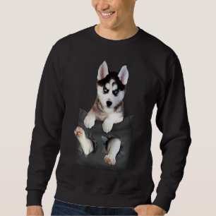 Siberian Husky In Pocket Puppy Sweatshirt