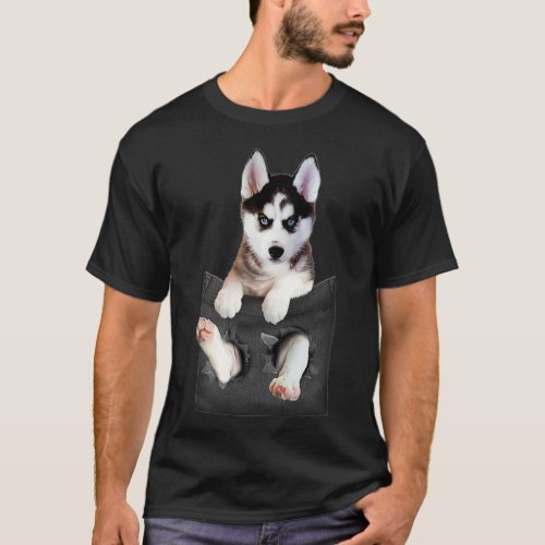 Siberian Husky In Pocket Puppy T_Shirt