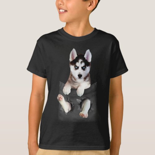 Siberian Husky In Pocket Puppy T_Shirt