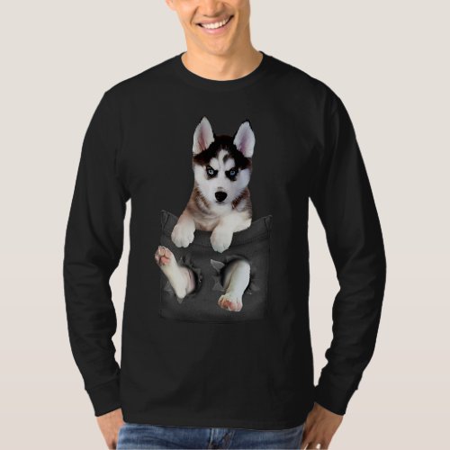 Siberian Husky In Pocket Puppy T_Shirt