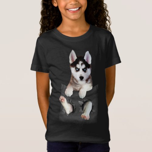 Siberian Husky In Pocket Puppy T_Shirt
