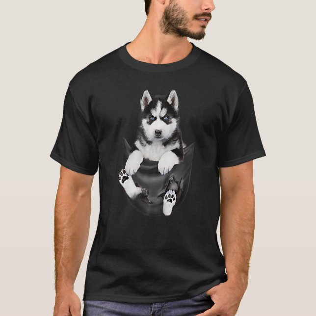 Siberian Husky In Pocket Puppy   T-Shirt (Front)