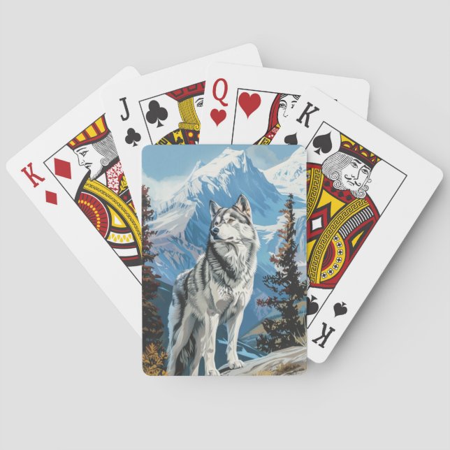 Siberian Husky in Snow Poker Cards (Back)