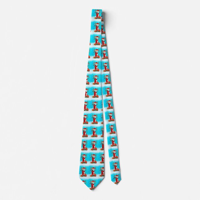siberian husky in snow with Christmas gifts Neck Tie (Front)