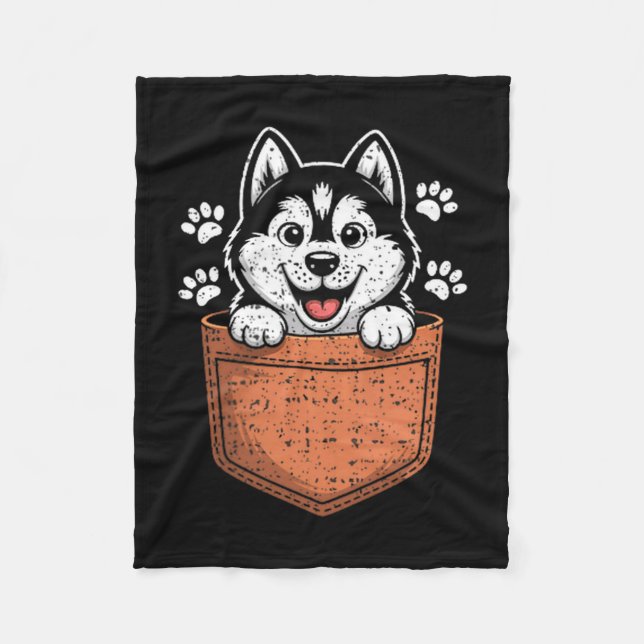 Siberian Husky In Your Front Cket  Fleece Blanket (Front)