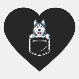 Siberian Husky In Your Front Pocket Dog Lover Heart Sticker