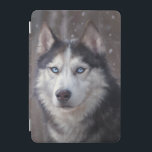 Siberian Husky iPad Mini Cover<br><div class="desc">This digital painting depicts a Siberian Husky standing on snow,  its fur glistening with frosty highlights as the winter landscape stretches endlessly behind it. The dog’s expressive eyes catch the viewer’s attention.</div>