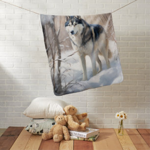 Siberian Husky Let It Snow Christmas Baby Blanket
