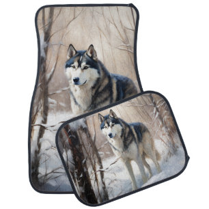 Siberian Husky Let It Snow Christmas Car Floor Mat