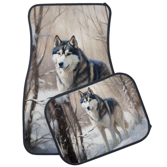 Siberian Husky Let It Snow Christmas Car Floor Mat (Set)
