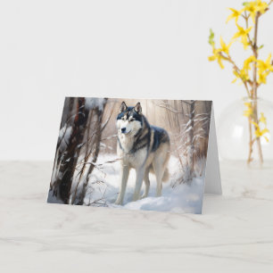 Siberian Husky Let It Snow Christmas Card