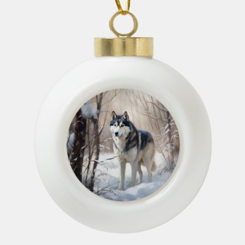 Siberian Husky Let It Snow Christmas Ceramic Ball Christmas Ornament