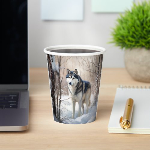 Siberian Husky Let It Snow Christmas Paper Cups