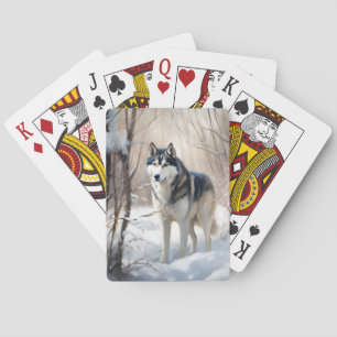 Siberian Husky Let It Snow Christmas Poker Cards