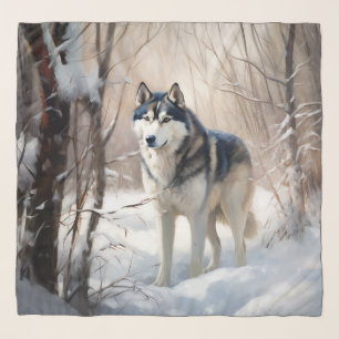 Siberian Husky Let It Snow Christmas Scarf
