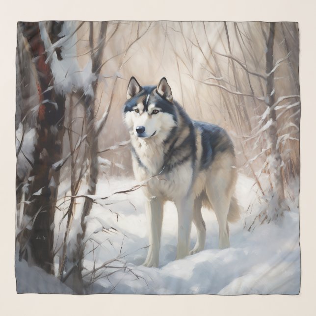 Siberian Husky Let It Snow Christmas Scarf (Front)