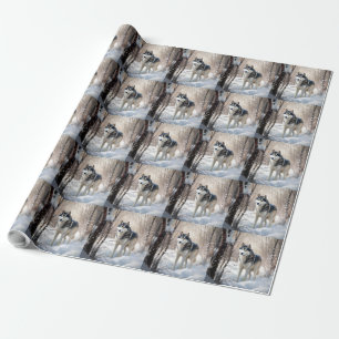 Siberian Husky Let It Snow Christmas Wrapping Paper