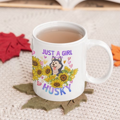 Siberian husky Lover Sunflower Trainer Floral Coffee Mug