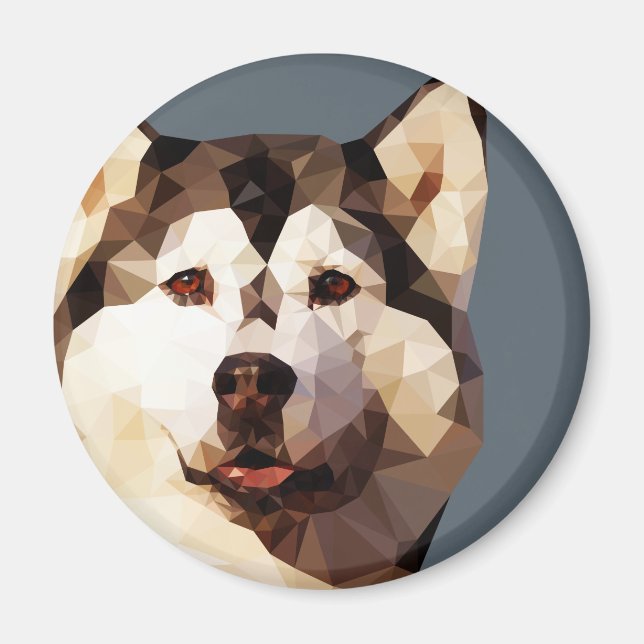 Siberian Husky Low Poly Art Magnet (Front)