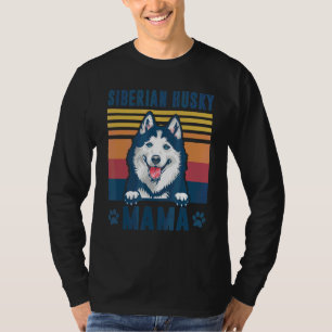 Siberian Husky Mama Mother Retro  Dog Mom T-Shirt