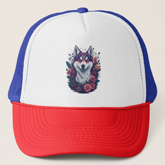 Siberian Husky Mens Trucker Hat (Front)