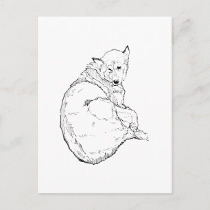 Siberian Husky, Minimalist Dog Illustration  Holiday Postcard