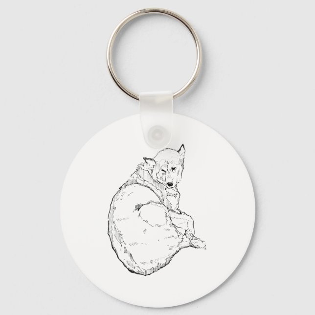 Siberian Husky, Minimalist Dog Illustration  Keychain (Front)