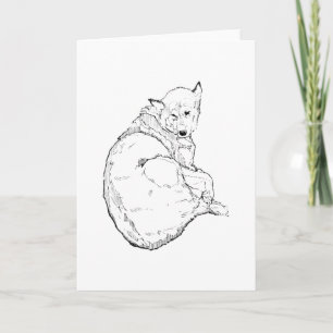 Siberian Husky, Minimalist Dog Illustration Letterpress Thank You Card