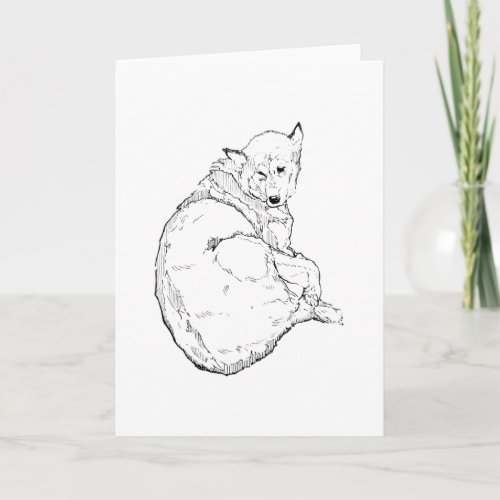 Siberian Husky, Minimalist Dog Illustration  Letterpress Thank You Card