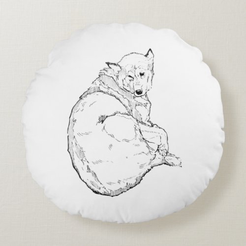 Siberian Husky, Minimalist Dog Illustration  Round Pillow
