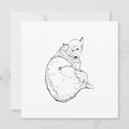 Siberian Husky, Minimalist Dog Illustration Thank You Card