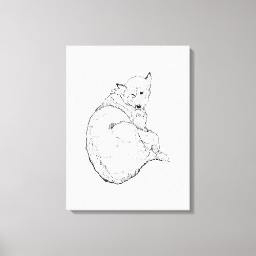 Siberian Husky, Minimalist Dog Illustration Wall  Canvas Print