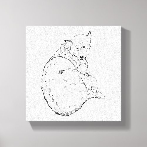 Siberian Husky, Minimalist Dog Illustration Wall Canvas Print