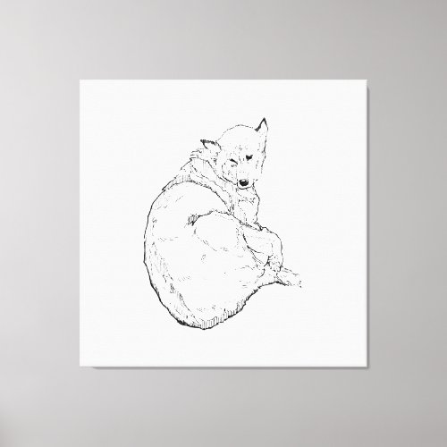Siberian Husky, Minimalist Dog Illustration Wall Canvas Print