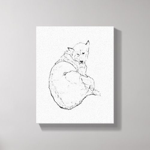 Siberian Husky, Minimalist Dog Illustration Wall Canvas Print