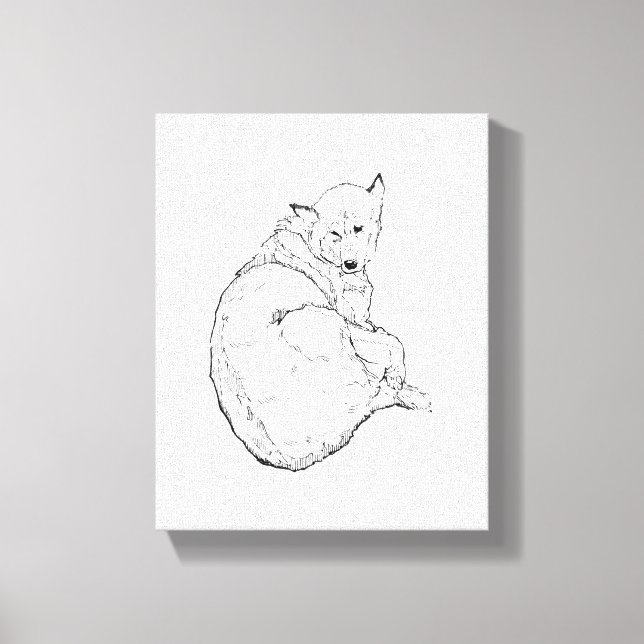 Siberian Husky, Minimalist Dog Illustration Wall  Canvas Print (Front)