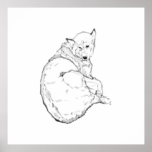 Siberian Husky, Minimalist Dog Illustration Wall Poster