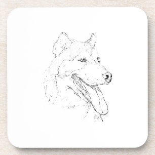 Siberian Husky – Minimalist Dog Line Drawing Beverage Coaster