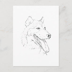 Siberian Husky – Minimalist Dog Line Drawing Holiday Postcard