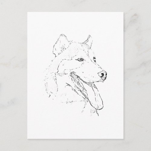 Siberian Husky – Minimalist Dog Line Drawing Holiday Postcard